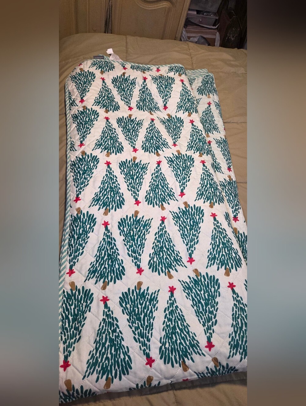 Modern Southern Home Christmas Tree Reversible Quilt Twin Holiday Bedding